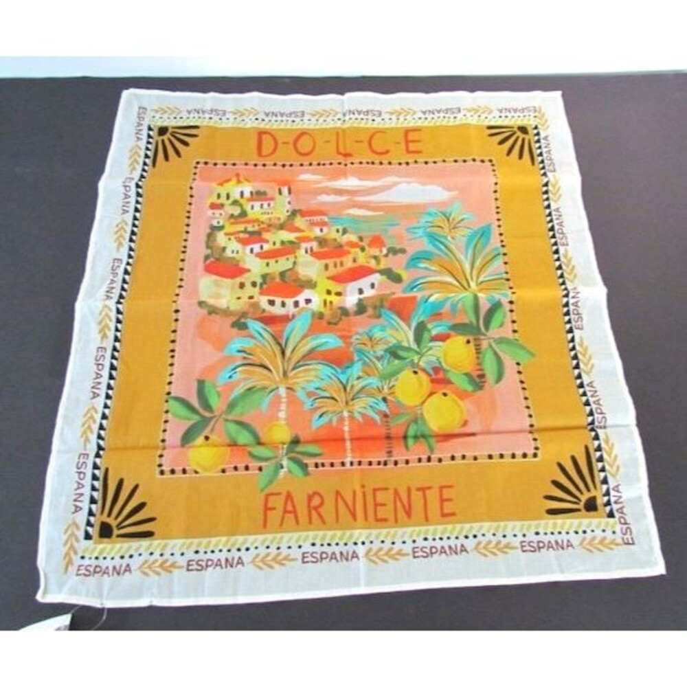 Anthropologie Vismaya Tropical Lemon Scarf  Cotton Square SPAIN ESPANA NEW